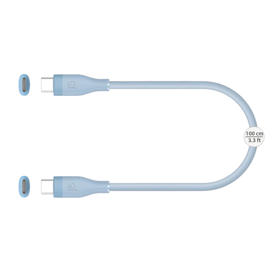 J5create USB-C® 60W Liquid Silicone Fast Charging Cable (Airy Blue) - JUCX17C - 4712795087918