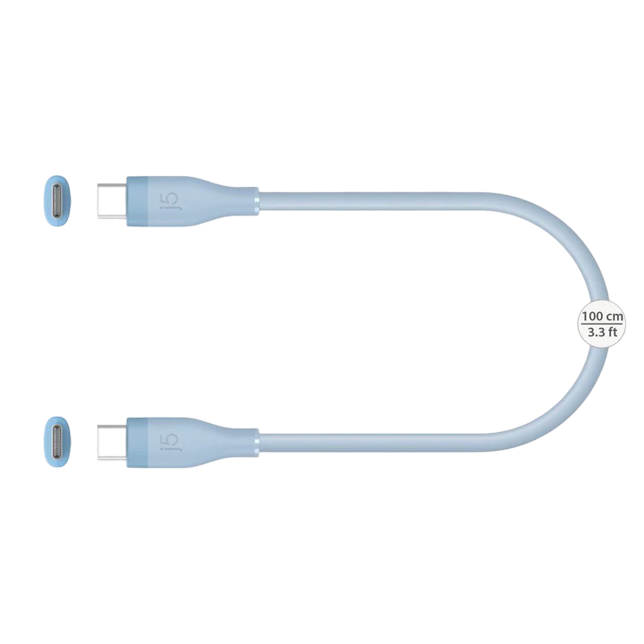 J5create USB-C® 60W Liquid Silicone Fast Charging Cable (Airy Blue) - JUCX17C - 4712795087918