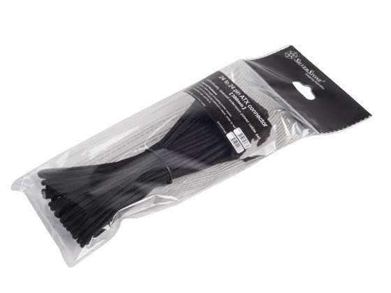 SilverStone PP07-MBB Motherboard 24Pin to 24Pin Sleeved Power Extension Cable - Black - SST-PP07-MBB