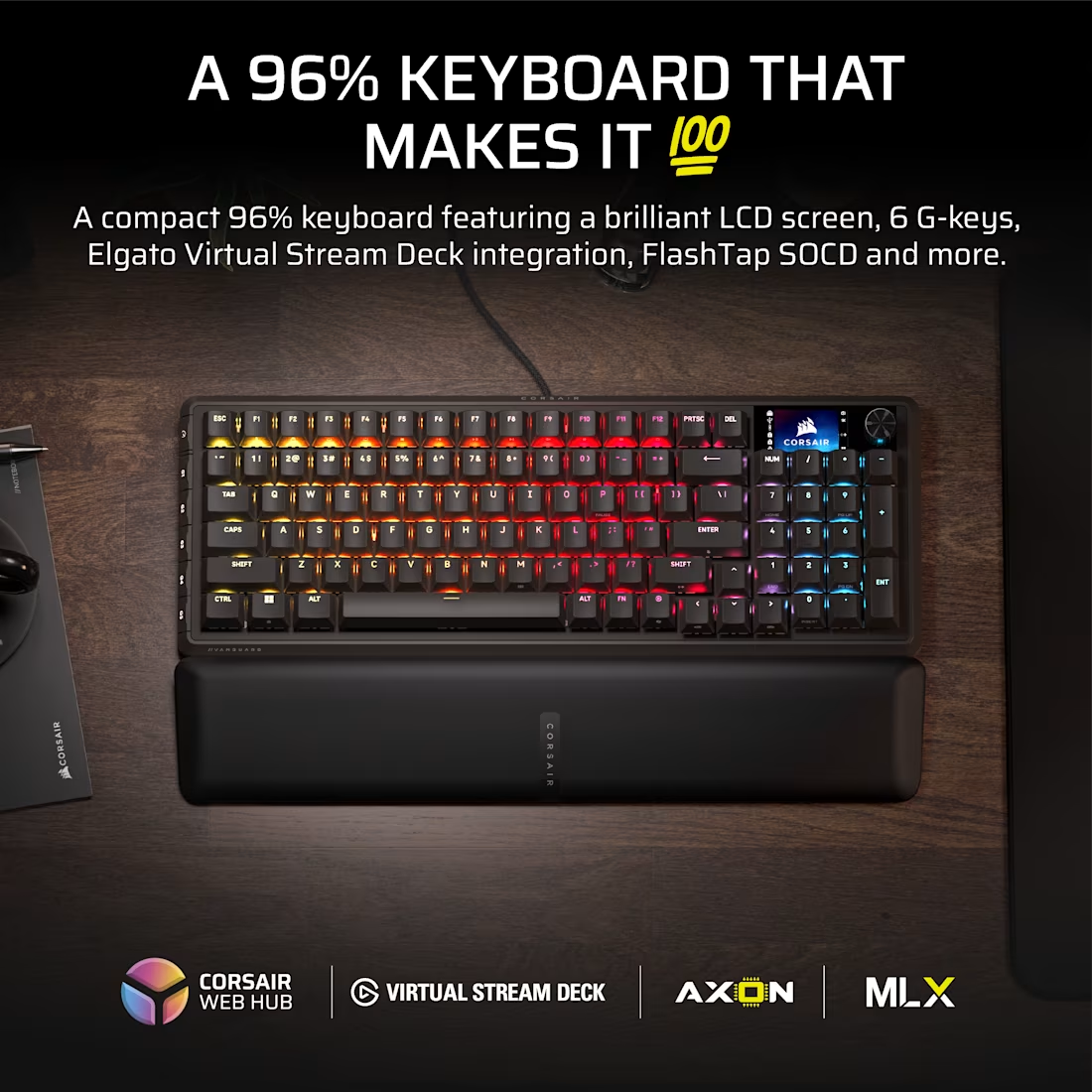 Corsair Vanguard 96 Mechanical Wired Gaming Keyboard Black MLX Plasma Switches - 840440492368