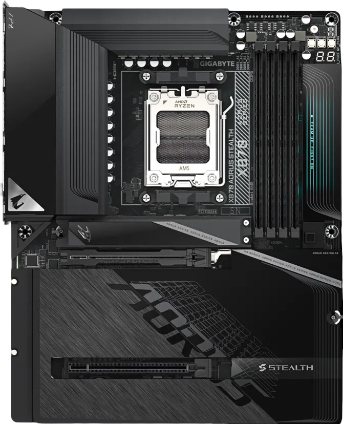 Gigabyte X870 AORUS STEALTH Wi-Fi 7 DDR5 PCIe 5.0 USB-C AMD AM5 ATX Motherboard - 4719331878801