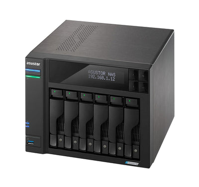 Asustor Lockerstor 6 Gen2 AS6706T 6 Bay NAS, 4X M.2 NVMe Slots, 2 x 2.5GbE, 8GB DDR4 RAM Network Attached Storage - 887372901629