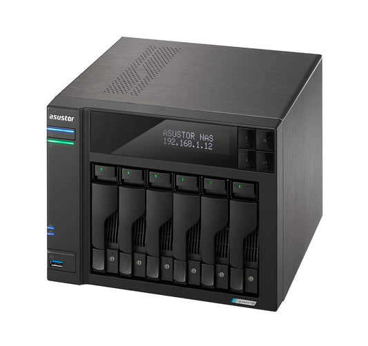 Asustor Lockerstor 6 Gen2 AS6706T 6 Bay NAS, 4X M.2 NVMe Slots, 2 x 2.5GbE, 8GB DDR4 RAM Network Attached Storage - 887372901629