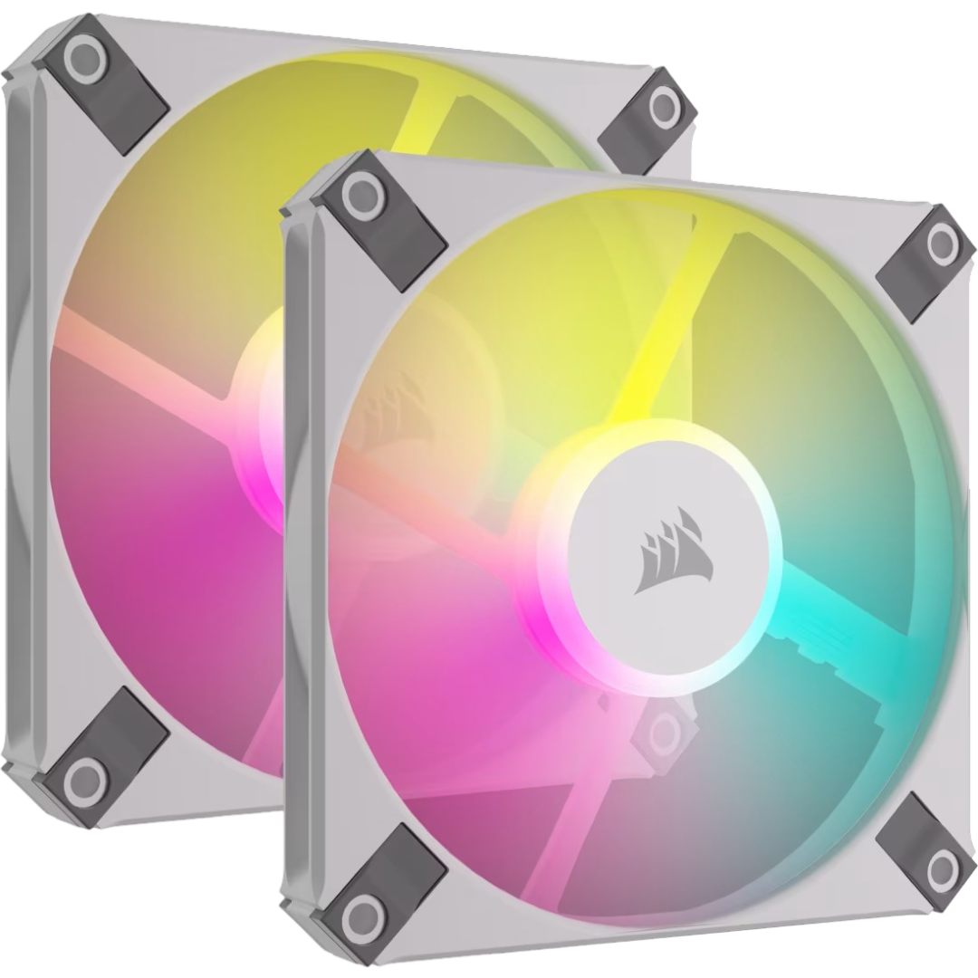 Corsair iCUE AF120 RGB SLIM 120mm PWM Fluid Dynamic RGB Fan Dual Pack - White - 840006693772