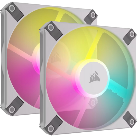 Corsair iCUE AF120 RGB SLIM 120mm PWM Fluid Dynamic RGB Fan Dual Pack - White - 840006693772