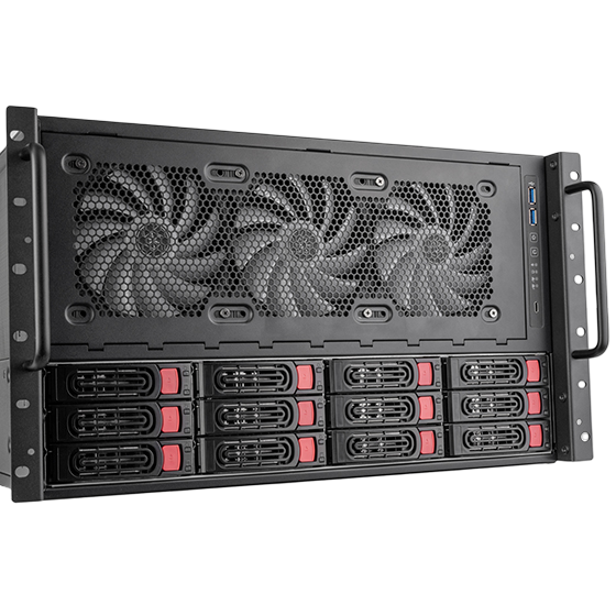 SilverStone RM61-312 6U 12 Bay Rackmount Casing equipped with dual PSU compatibility - SST-RM61-312