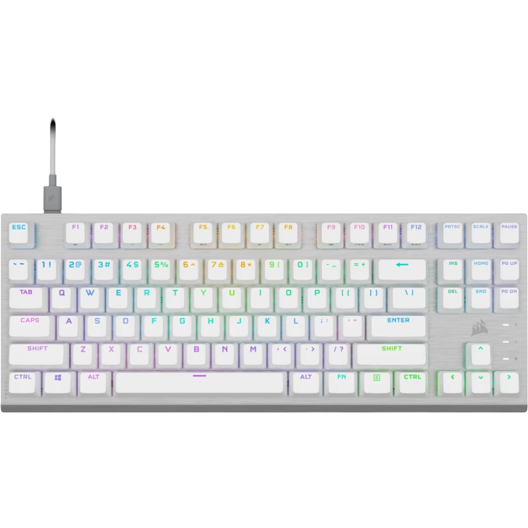 Corsair K60 RGB PRO TKL Tenkeyless Optical Mechanical Gaming Keyboard Corsair OPX Switch - White - 840006696353