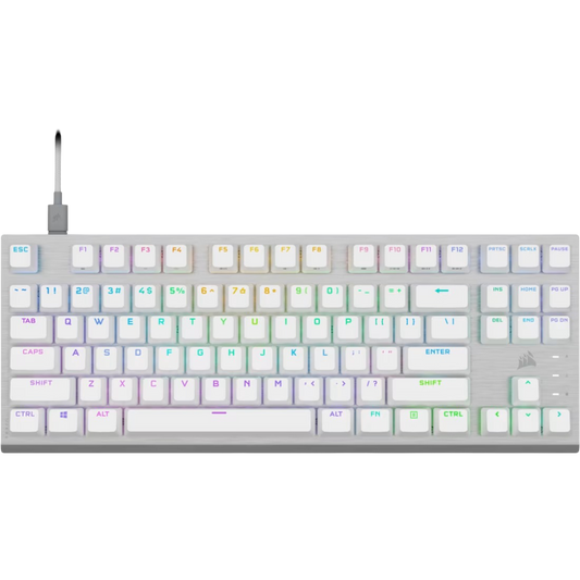 Corsair K60 RGB PRO TKL Tenkeyless Optical Mechanical Gaming Keyboard Corsair OPX Switch - White - 840006696353