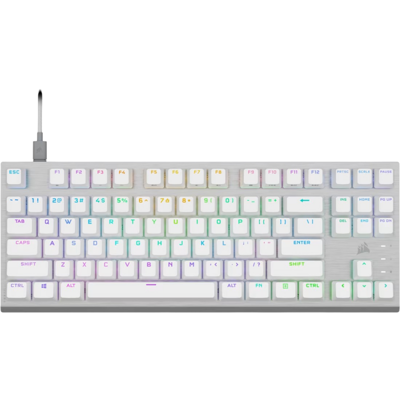 Corsair K60 RGB PRO TKL Tenkeyless Optical Mechanical Gaming Keyboard Corsair OPX Switch - White - 840006696353