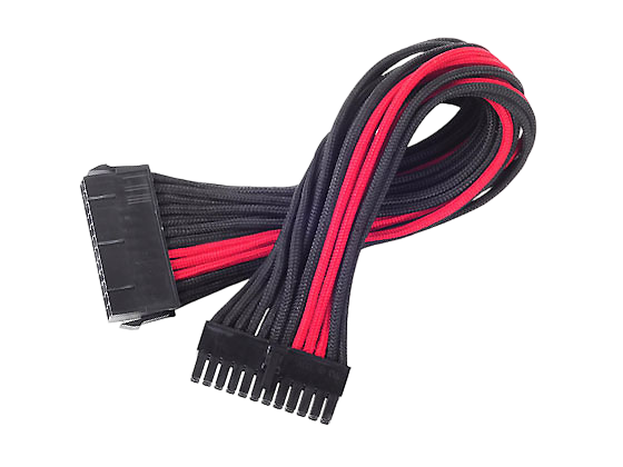 SilverStone PP07-MBBR Extension Power Supply Cable with Motherboard 24 Pin Connector - Black Red -  SST-PP07-MBBR