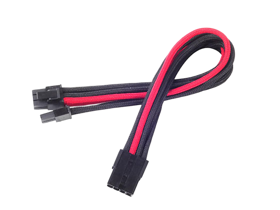 SilverStone PP07-PCIBR Sleeved Extension Power Supply Cable with 1 x 8-pin PCIe to 8-pin PCIe Connector - Black Red - SST-PP07-PCIBR