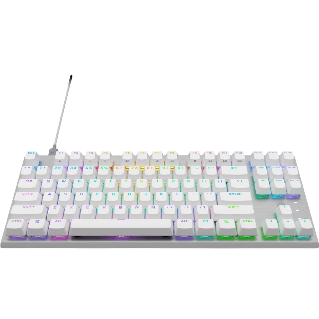 Corsair K60 RGB PRO TKL Tenkeyless Optical Mechanical Gaming Keyboard Corsair OPX Switch - White - 840006696353