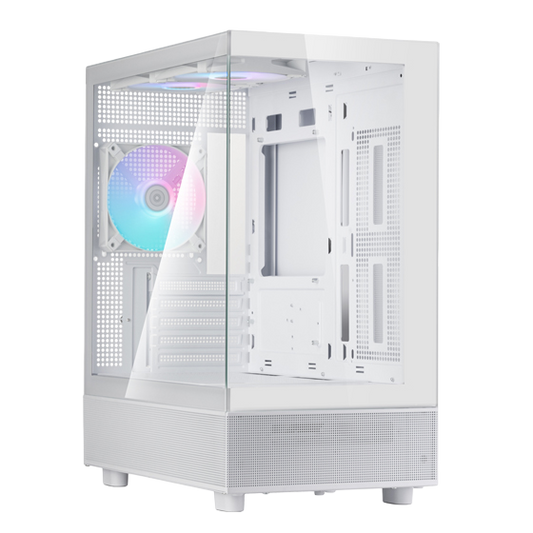 SilverStone LD04-W-ARGB Lucid Series Panoramic Tempered Glass Micro ATX Case - White - SST-LD04-W-ARGB