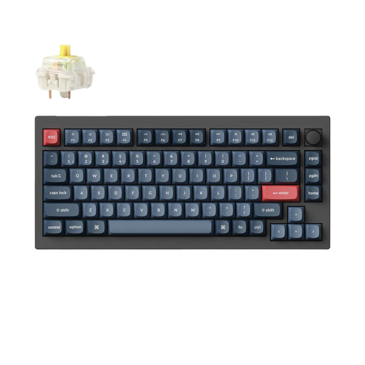 Keychron V1 Max QMK/VIA Wireless Custom Mechanical Keyboard- Carbon Black - Banana - 4895248861263