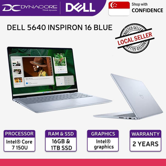 DELL 5640 INSPIRON 16 BLUE (CORE 7 10CORE/16GB-8X2/1TB M.2 NVMe SSD/INTEL/16"FHD+ WITH NUMPAD/WIN11-HOME) 2YEARS ONSITE WARRANTY BY DELL - 5640-C711SG-BL-W11-2Y
