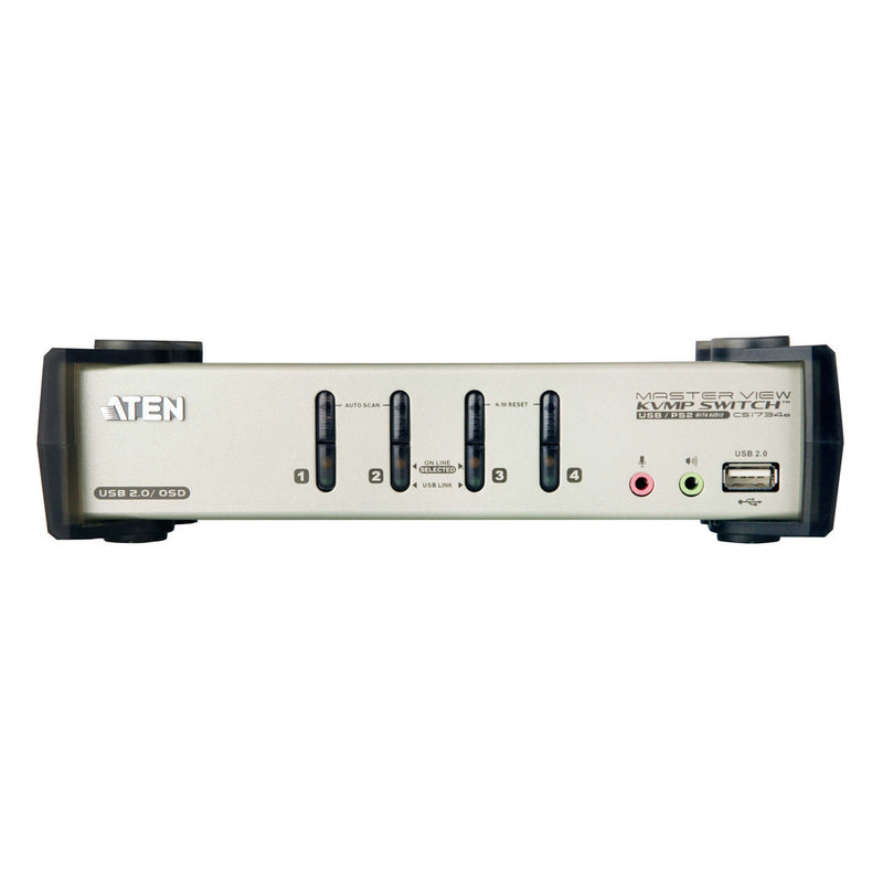 ATEN CS1734B-AT-E 4P PS/2-USB VGA/Audio KVMP Switch W/OSD - 672792112256