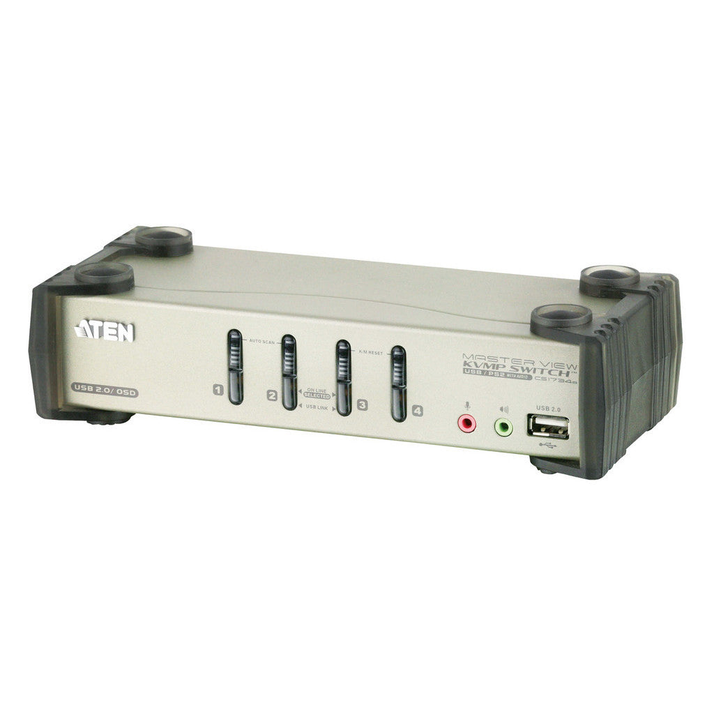 ATEN CS1734B-AT-E 4P PS/2-USB VGA/Audio KVMP Switch W/OSD - 672792112256