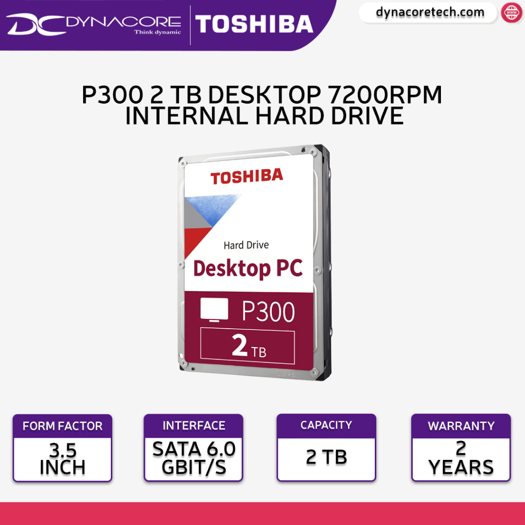 Toshiba P300 2TB 7200RPM 256MB Cache 3.5" Internal PC Hard Drive  - HDWD320UZSVA