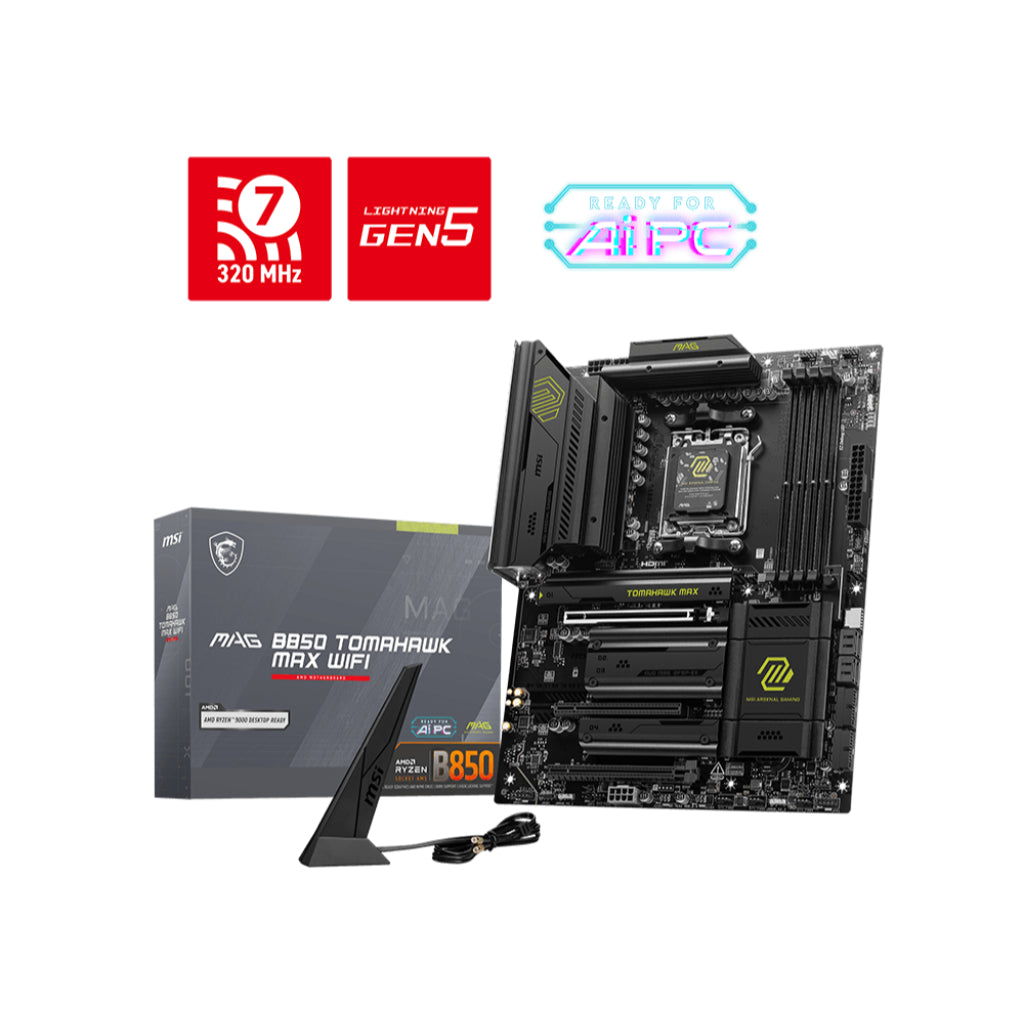 MSI MAG B850 TOMAHAWK MAX WIFI AM5 ATX MOTHERBOARD(3YRS) - 4711377290623