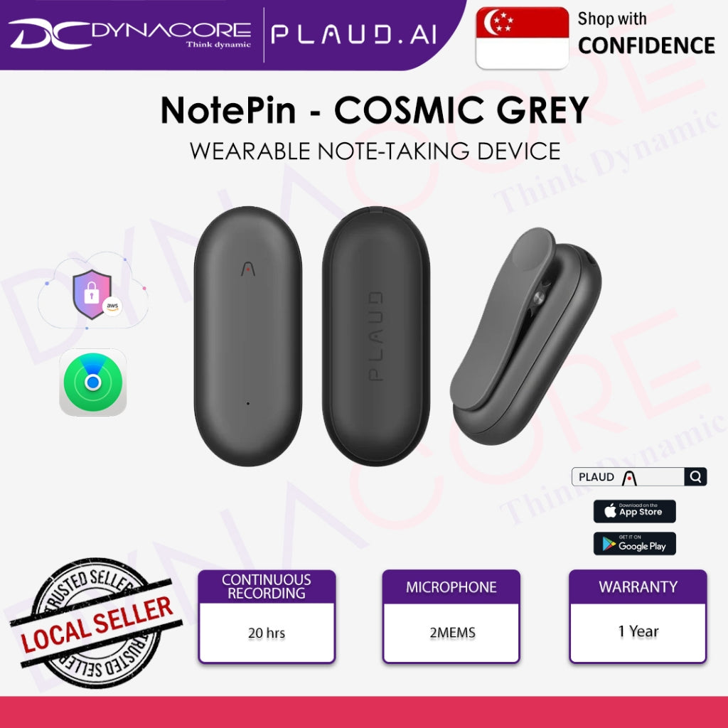 PLAUD NOTEPIN BUNDLE - WEARABLE NOTE-TAKING DEVICE (COSMIC GREY/LUNAR SILVER/SUNSET PURPLE) - 1 Year - 6977512610246,6977512610253,6977512610260