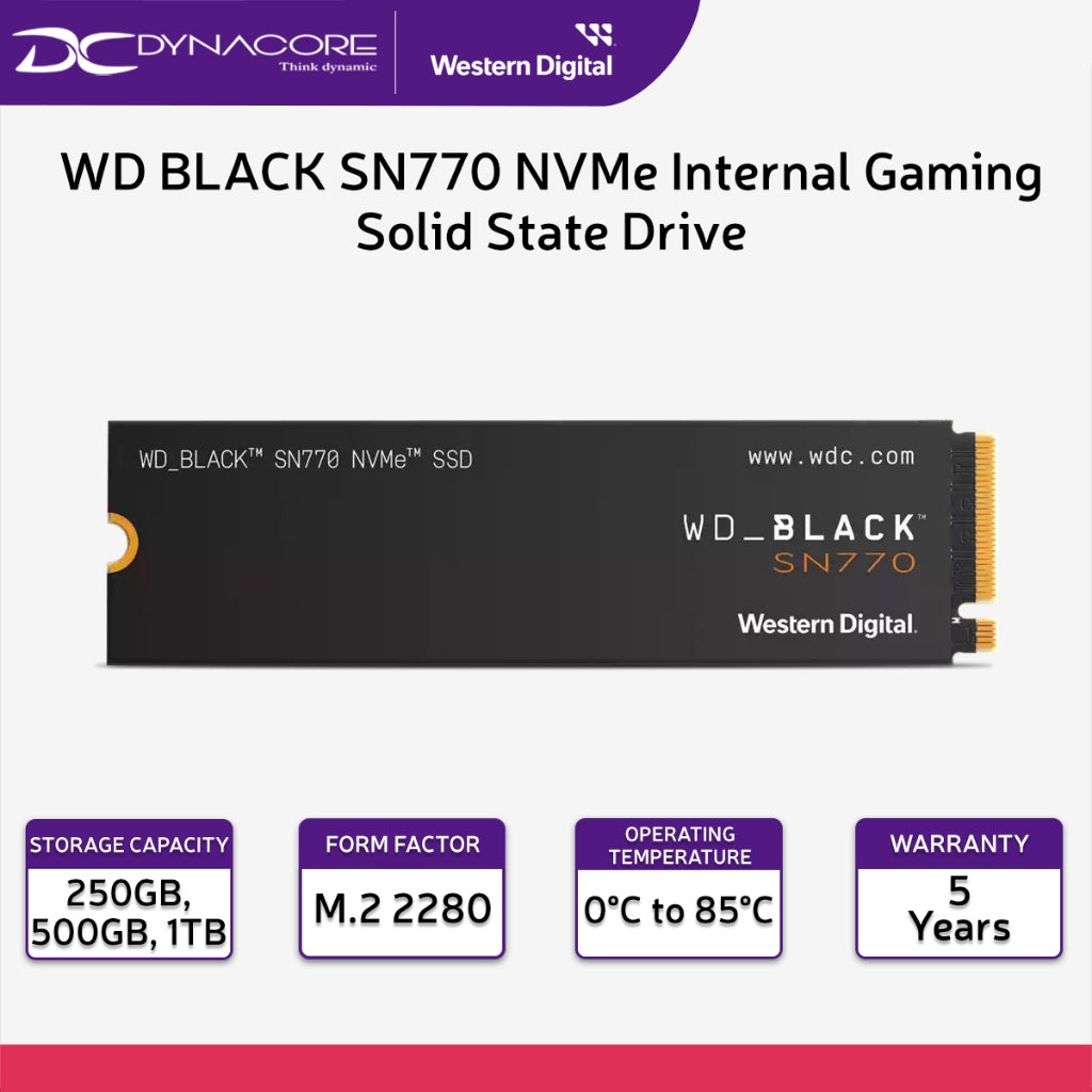 WD BLACK SN770 2TB 5150MB/s GEN4 NVMe M.2 SSD(5YRS) - 718037887357