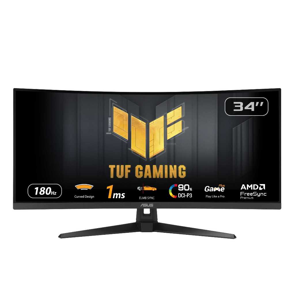 ASUS TUF Gaming VG34VQ3B Curved Gaming Monitor – 34" WQHD (3440x1440), 180Hz, FreeSync Premium, 1ms MRPT- ASUSVG34VQ3B
