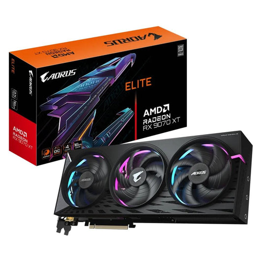 GIGABYTE AMD RADEON RX9070XT AORUS ELITE 16GB TRIPLE FAN GDDR6(3+1YRS REG) (GV R9070XTAORUS E-16GD) -4719331355517