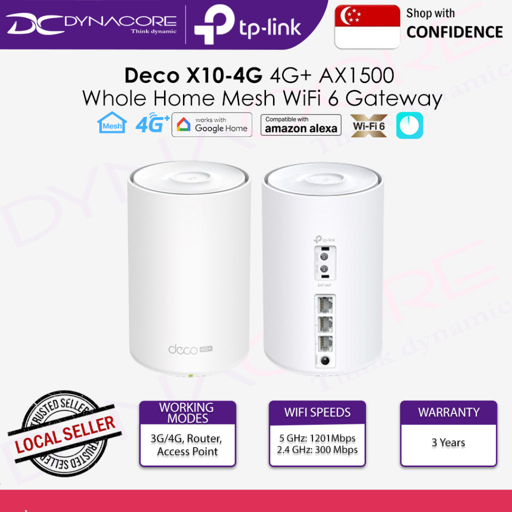 TP-LINK DECO X10-4G 4G+ (1-PACK) AX1500 WHOLE HOME MESH WIFI 6 - 4895252504248