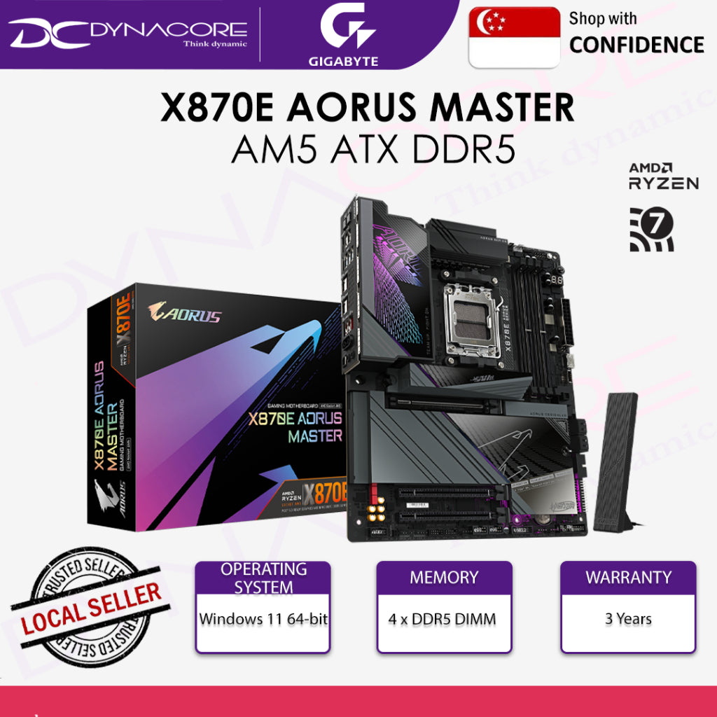 GIGABYTE X870E AORUS MASTER SOCKET AM5 ATX MOTHERBOARD(3YRS) - 4719331864354