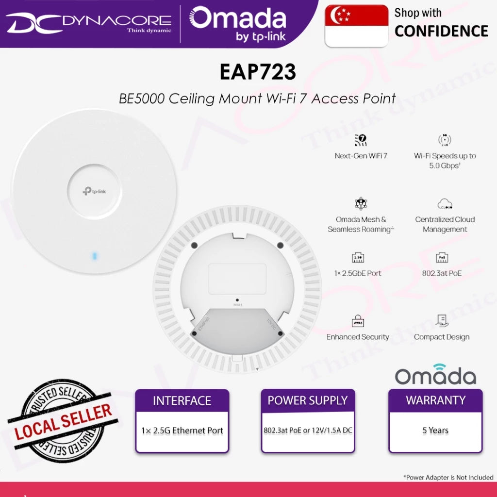 TP-LINK EAP723 BE5000 Ceiling Mount Wi-Fi 7 Access Point - 8885020623031