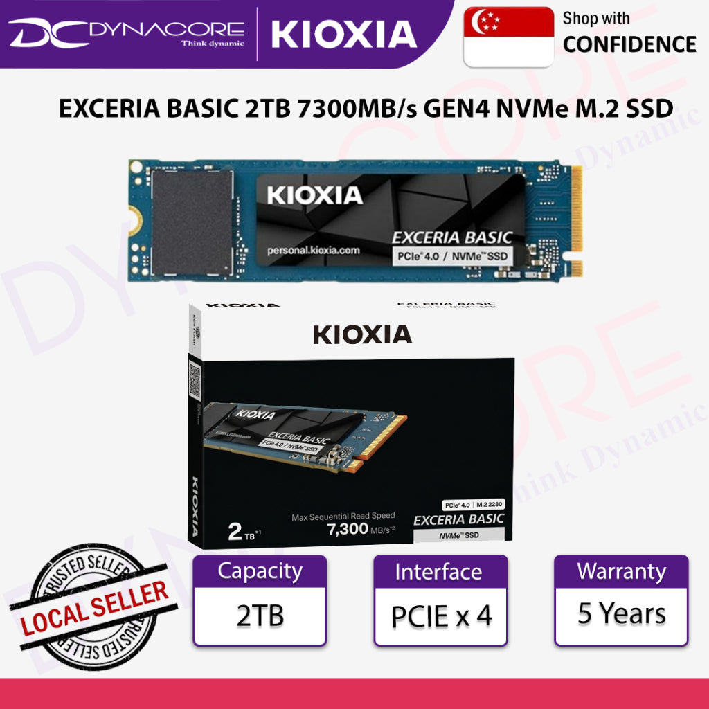 KIOXIA EXCERIA BASIC 2TB 7300MB/s GEN4 NVMe M.2 SSD(3YRS