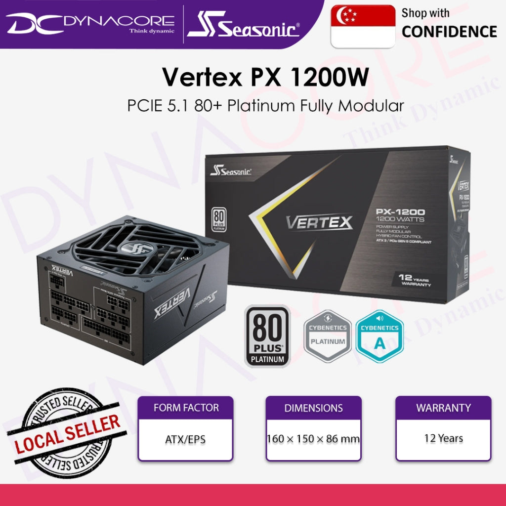 Seasonic Vertex PX 1200W PCIE 5.1 80+ Platinum Fully Modular ATX3.1 Power Supply - 4711173877769