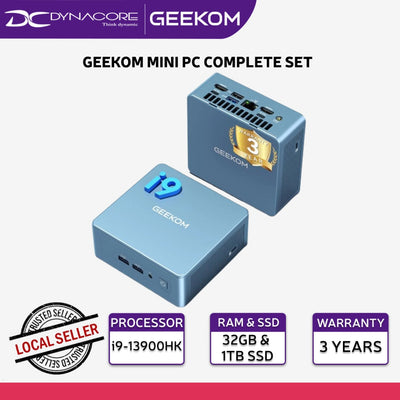 GEEKOM MINI PC COMPLETE SET (Intel Core i9-13900HK/32GB (16Gx2) DDR4 RAM/1TB M.2 NVMe SSD /WIN11 PRO Lifetime) 3Years - GMIT131913900HK