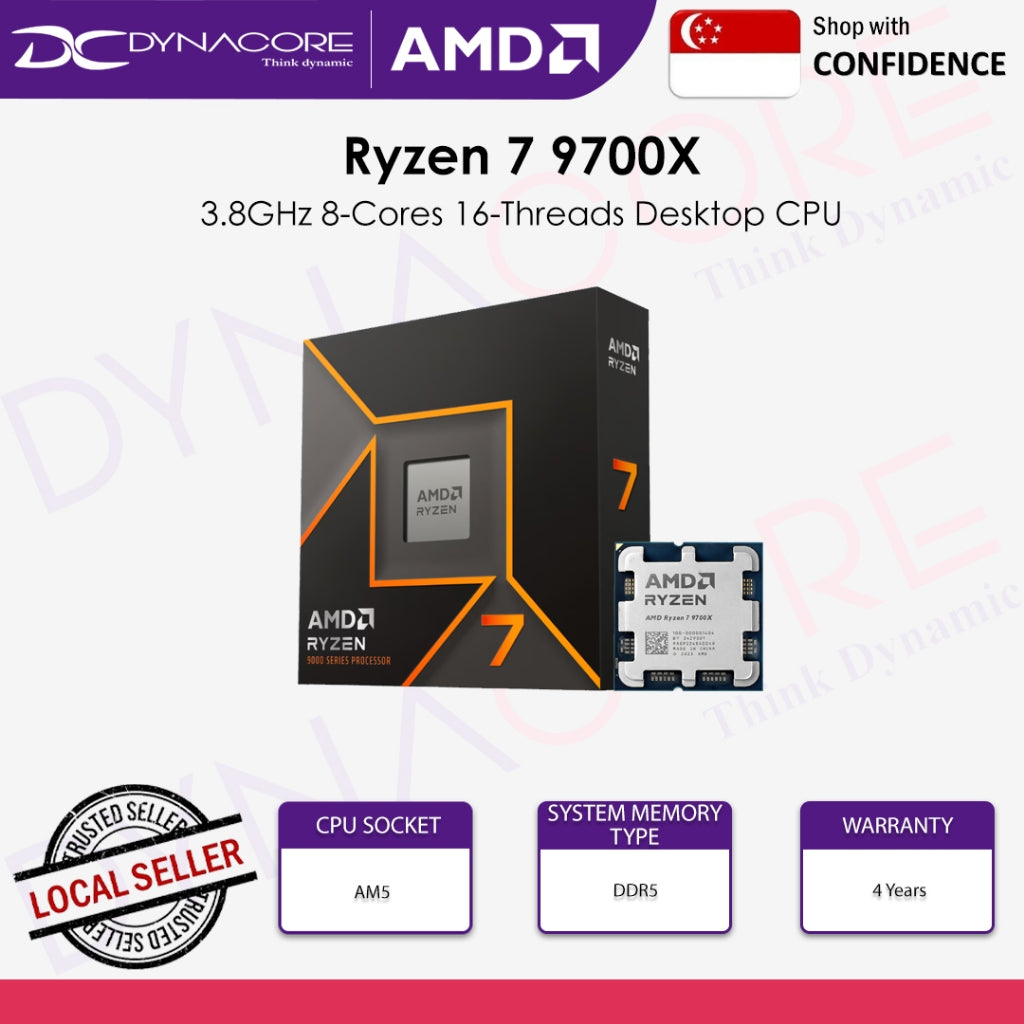 AMD RYZEN 7 9700X 3.8GHz 8C/16T 40MB CACHE MPK PROCESSOR(4YRS