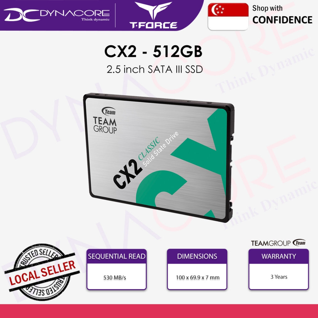 TeamGroup T-Force CX2 512GB / 1TB 2.5 inch SATA III SSD (3Years) - 765441051935,765441051942