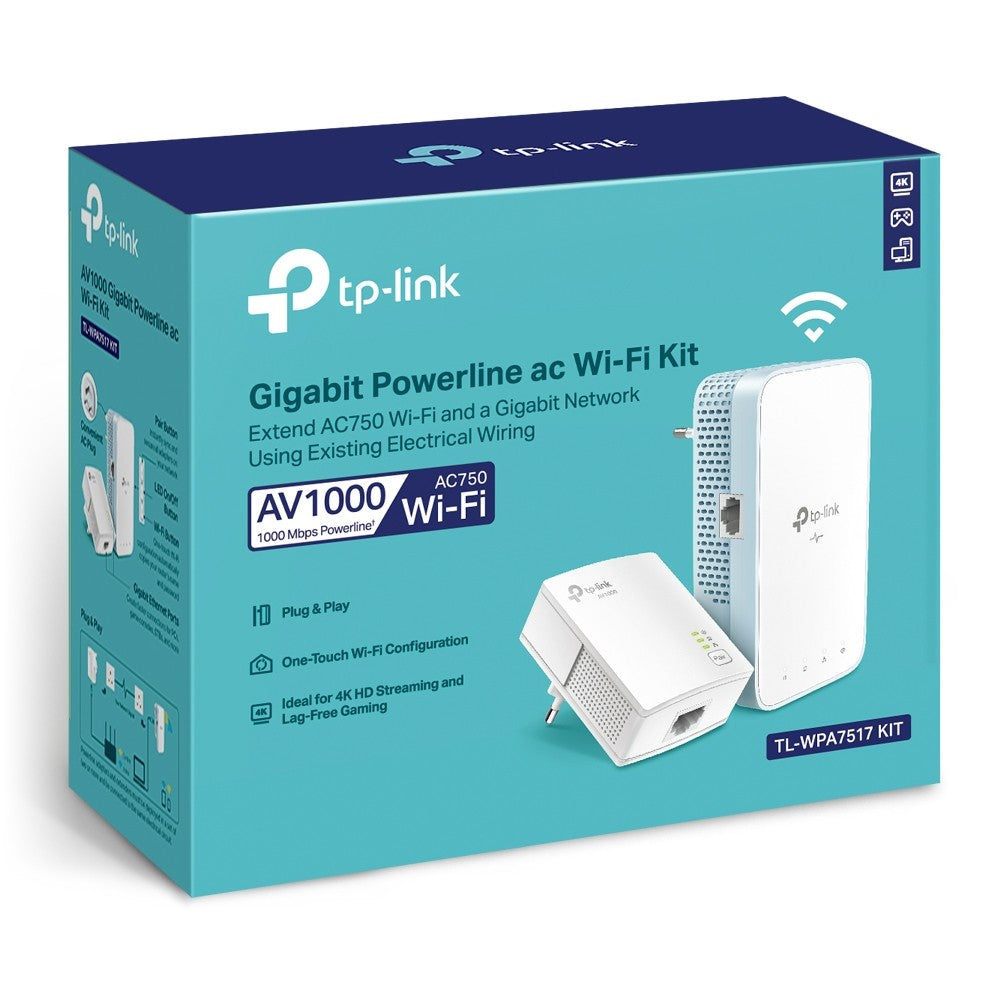TP-LINK TL-WPA7517 AV1000 GIGABIT WIFI POWERLINE KIT - 4897098688489