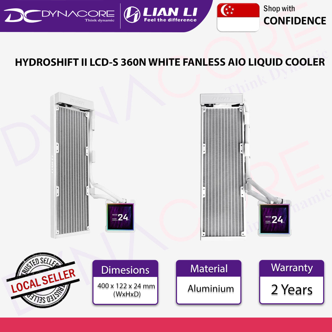 Lian Li Hydroshift II LCD-S 360N White All-in-One Fanless CPU Cooler with LCD - 4718466021410