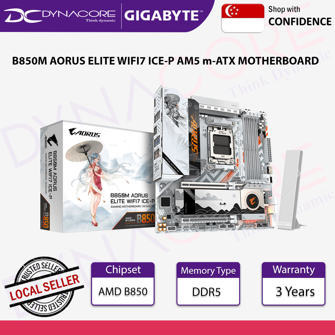 Gigabyte B850M AORUS ELITE WIFI7 ICE-P AMD Socket AM5 Motherboard - 4719331872847