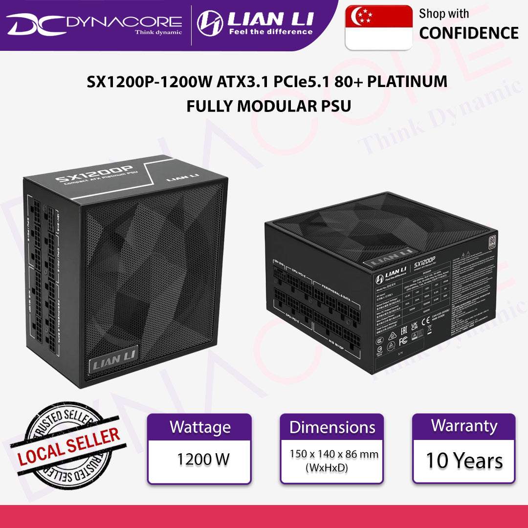 Lian Li SX1200P-1200W Fully Modular 80 Plus Platinum ATX 3.1 Black Power Supply - 4718466021267