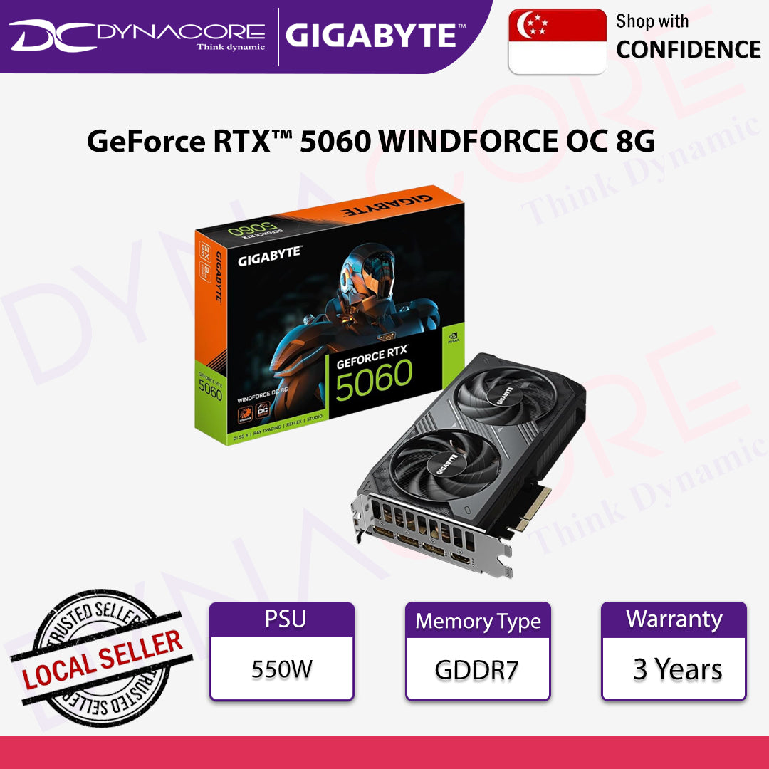 Gigabyte GeForce RTX™ 5060 WINDFORCE OC 8G 8GB GDDR7 Graphics Card GV-N5060WF2OC-8GD - 4719331356323