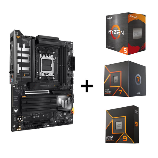 ASUS TUF GAMING X870-PLUS WIFI Motherboard + AMD RYZEN 9 9900X / 9 9950X3D / 7 7800X3D / 7 9800X3D / 9 9950X / 5 7500X3D / 5 7500F / 7 7700 / 7 9700X